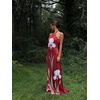 image:imageJW PEI Womens Iris Floral Print Halter Maxi DressRuby
