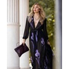 image:imageJW PEI Womens Iris Floral Print LongSleeve Sheer GownBlackPurple