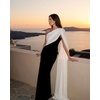 image:imageJW PEI Womens One Shoulder Draped Maxi DressBlack White