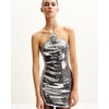 image:imageJW PEI Womens Sequinned Halter Mini DressSilver