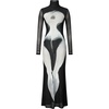 image:imageJW PEI Womens Eva Body Print Mesh DressBlack and White