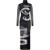 image:imageJW PEI Womens Sophia Eye Print Mesh DressBlackWhite