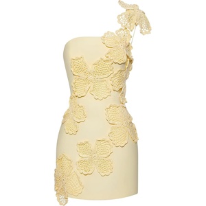 image:imageJW PEI Womens Crochet Floral Appliqu Mini DressYellow