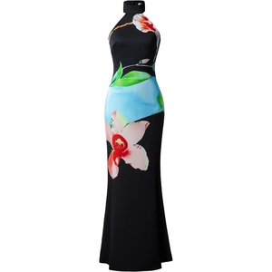 image:imageJW PEI Womens Floral Satin Halter DressMulticolor Black