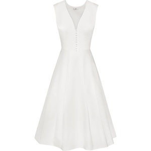 image:imageJW PEI Womens Front VNeck Pleated Midi DressWhite