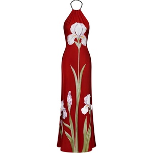 image:imageJW PEI Womens Iris Floral Print Halter Maxi DressRuby