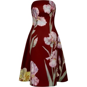 image:imageJW PEI Womens Iris Floral Print Strapless ALine DressBurgundy