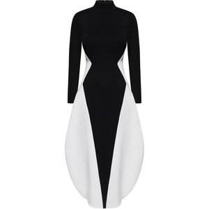 image:imageJW PEI Womens Monochrome Paneled LongSleeve Maxi DressBlack