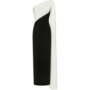 image:imageJW PEI Womens One Shoulder Draped Maxi DressBlack White