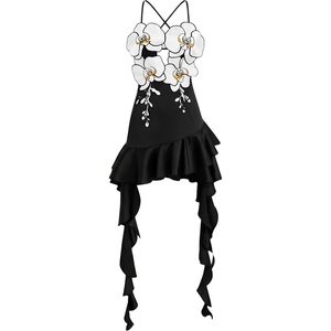 image:imageJW PEI Womens Orchid Embroidered Ruffle Hem Mini DressBlack