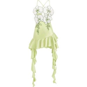 image:imageJW PEI Womens Orchid Embroidered Ruffle Hem Mini DressLight Green