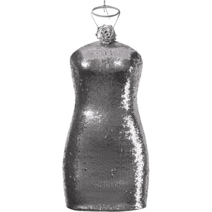 image:imageJW PEI Womens Sequinned Halter Mini DressSilver