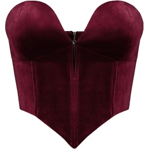 image:imageJW PEI Womens Anna Lowcut Velvet Corset TopClaret