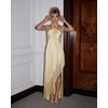 image:imageJW PEI Womens Fringe Halter Draped Satin Maxi DressChampagne