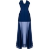 image:imageJW PEI Womens Iris Embroidered Plunge Sheer Overlay Maxi DressNavy Blue