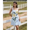 image:imageJW PEI Womens Lily Floral Print Sleeveless ALine Mini DressLight Blue