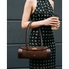 image:imageJW PEI Womens Maelis Faux Suede CrocTrim Barrel BagDark Brown