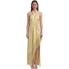 image:imageJW PEI Womens Fringe Halter Draped Satin Maxi DressChampagne