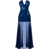 image:imageJW PEI Womens Iris Embroidered Plunge Sheer Overlay Maxi DressNavy Blue