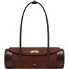 image:imageJW PEI Womens Maelis Faux Suede CrocTrim Barrel BagDark Brown