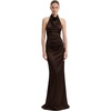 image:imageJW PEI Womens Satin Cowl Neck Ruched Maxi GownDark Chocolate