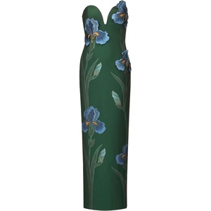 image:imageJW PEI Womens Iris Embroidered Notch Neck Strapless Maxi DressEmerald Green