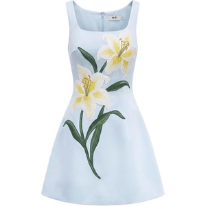 image:imageJW PEI Womens Lily Floral Print Sleeveless ALine Mini DressLight Blue