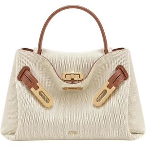 image:imageJW PEI Womens Rhea Small Pebbled Double Buckle Shoulder BagBrown Canvas