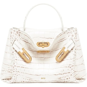 image:imageJW PEI Womens Rhea Small Pebbled Double Buckle Shoulder BagWhite Croc